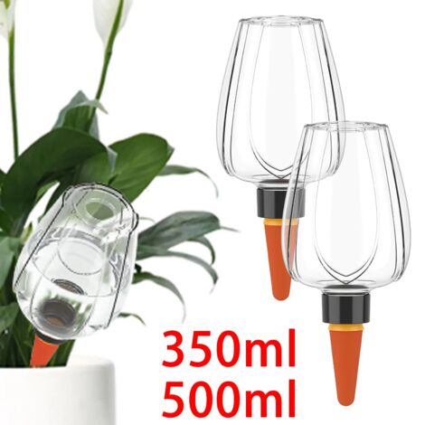 (375 ml, lot de 4) 4 globes d'arrosage transparents à arrosage automatique pour pots de fleurs d'intérieur et de jardin. (1/5)