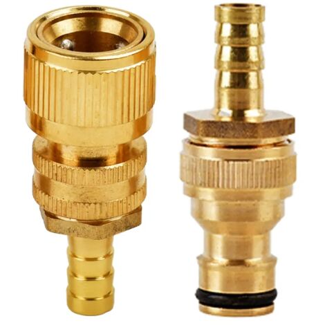 Adaptateur de tuyau d'arrosage en laiton (O) - Raccord rapide mâle et femelle (1/5)