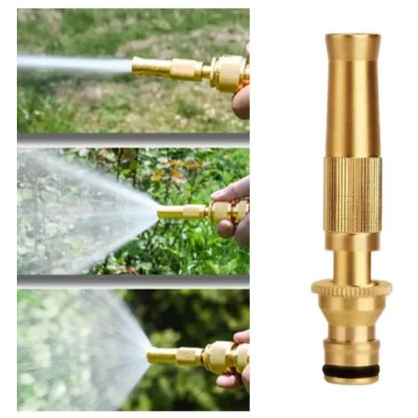 (2 buses et connecteurs) Buse d'arrosage haute pression à jet direct, raccord rapide, tuyau d'arrosage domestique, pression réglable, pistolet à eau en laiton (1/5)