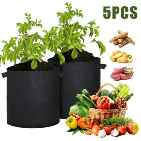 (M 5 gallons 25 x 30 cm, 1 pièce) Sacs de culture avec housses de protection offertes Pots de culture robustes en tissu non tissé pour légumes et fleurs (1/5)