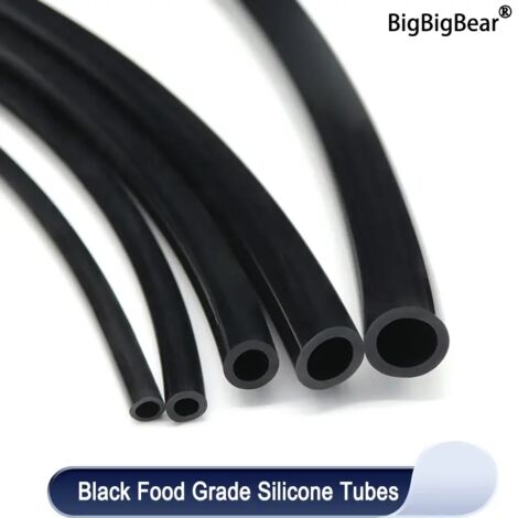 Tuyau en silicone (diamètre intérieur 2 mm x diamètre extérieur 4 mm) en caoutchouc alimentaire noir, flexible, pour l'irrigation d'aquarium, le raccordement d'eau et les tuyaux d'arrosage. (1/5)