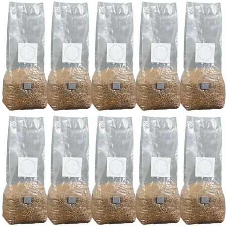 (10 pièces) 10 sacs de culture de champignons à haut rendement en PP stérilisé, hydratés, avec filtre pour substrat et mycélium.