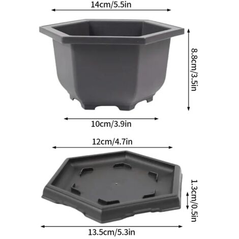 (B Oval S, comme sur la photo) Pot de fleurs rectangulaire ou carré en plastique pour bonsaï, vase pour plantes, plateau, décoration de jardin extérieur, accessoires de culture (1/5)