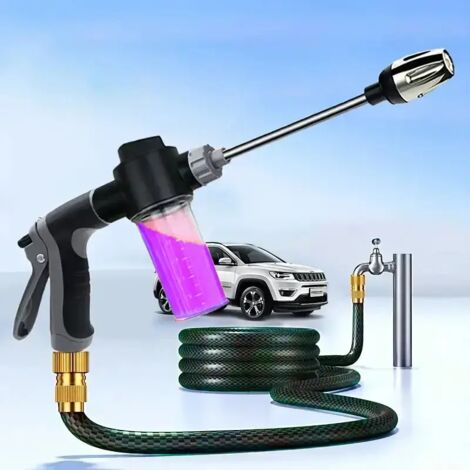 Pistolet à eau haute pression (noir, 19 mm) pour lavage de voiture et jardin, embout pour tuyau d'arrosage, outil d'arrosage multifonctionnel, nettoyage puissant pour voitures et jardins