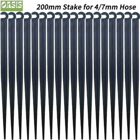 (110 mm - 1000 pièces) Supports de piquets de jardin 1/4" (6,35 mm) pour tuyaux d'irrigation goutte à goutte de 4/7 mm à insérer dans le sol (11 cm et 20 cm). (1/5)
