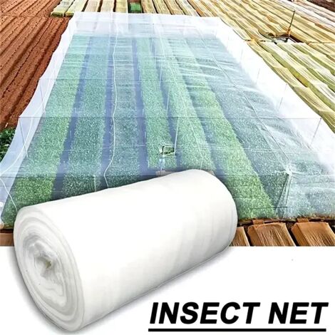 Filet de protection anti-insectes blanc à mailles de 60 (2,5 x 7,5 m) pour jardin, idéal pour protéger les plantes, les légumes, les fruits et les fleurs des petits insectes nuisibles et des oiseaux. (1/5)