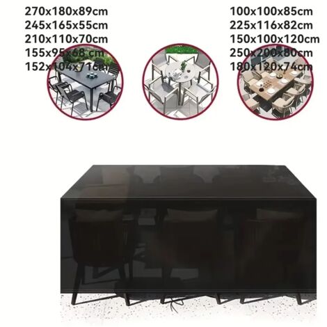 Housse de protection imperméable et résistante (noire, 250 x 200 x 80 cm) pour mobilier de jardin (terrasse et patio), avec protection UV. (1/5)
