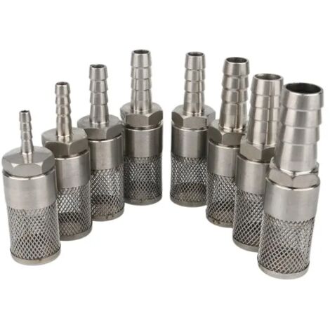 Filtre à tuyau (6 mm) en acier inoxydable, crépine pour irrigation de jardin, lavage de voiture, filtration pour pompe à eau d'aquarium, raccords de filtration (1/5)