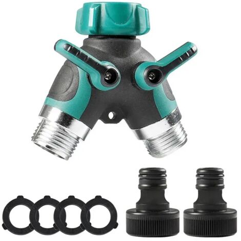 (UE) 1 pièce Distributeur de tuyau d'arrosage bidirectionnel 3/4 pouce, raccord en Y à deux voies, connecteur d'arrosage en Y pour robinet de jardin (1/5)