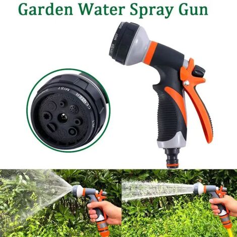 (1 pistolet à eau) Pistolet à eau à buse d'arrosage réglable, 8 modes, pulvérisateur haute pression pour l'arrosage du jardin, le lavage et le rinçage de la voiture (1/5)