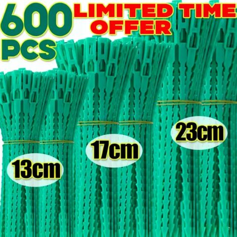 (17 cm, 30 pièces) Attaches de câble réutilisables et réglables en plastique pour plantes grimpantes, arbres et arbustes de jardin, avec fermeture éclair en nylon. (1/5)