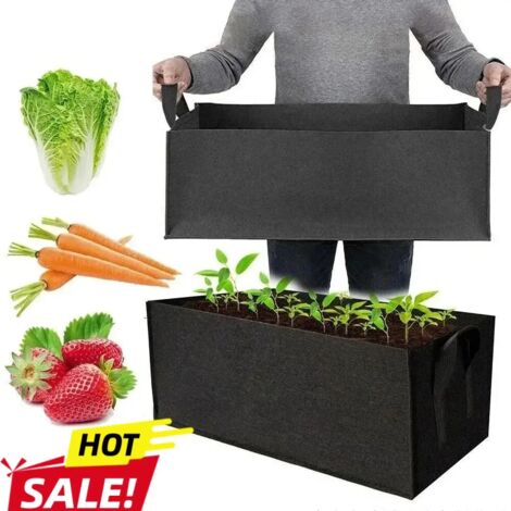 Seau de culture carré en feutre (50 x 30 x 20 cm) - Sac de culture multifonctionnel en feutre non tissé pour plantes potagères (1/5)