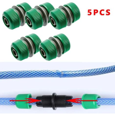 (5 pièces, 1/2'') Kit de 5 raccords rapides pour tuyau d'arrosage, accessoires de réparation et d'irrigation, rallonge pour tuyau d'arrosage, système d'irrigation goutte à goutte de jardin (1/5)