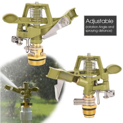 (1I2 Incn-1PCS)1 arroseur pulsant en métal avec bras oscillant rotatif à 360° pour l'arrosage de pelouse et les systèmes d'irrigation de jardin (1/5)
