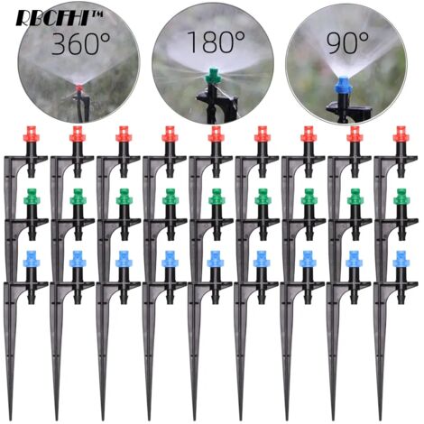 (Lot de 15 pièces) Buse de brumisation miniature sur piquet de 11 cm avec raccord cannelé 1/4". Convient pour l'arrosage des jardins et serres. (1/5)