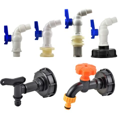 (E) Adaptateur de robinet de réservoir IBC S60X6 à filetage grossier pour robinet de jardin, accessoire de robinet de réservoir mâle 1/2 3/4", filtre et crépine. (1/5)