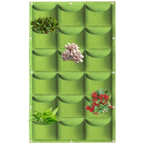 (1 pièce - 18 poches noires) Sacs de culture suspendus, sacs de culture verticaux muraux pour plantes, jardinière d'herbes aromatiques pour l'intérieur et l'extérieur (1/5)