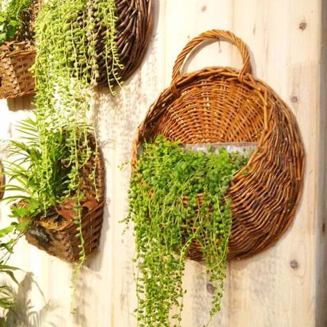 (Z2) Jardinière murale en rotin tressé à la main, panier en rotin tressé, support pour plantes grimpantes, pot de jardin, jardinière murale (1/5)