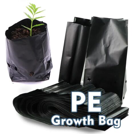 (30 x 36 cm - 50 pièces) 50 sacs de plantation noirs en PE respirants pour semis, idéaux pour la culture de jeunes plants, le jardin, le verger et le repiquage d'arbres. (1/5)