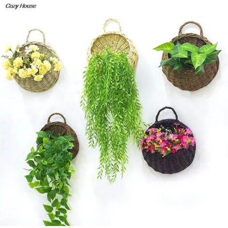 (WT)1PC Jardinière murale en osier et rotin, panier pour plantes grimpantes d'intérieur, support pour plantes grimpantes, 4 couleurs (1/5)