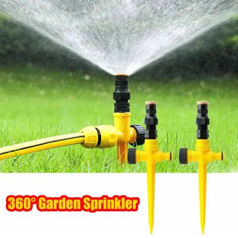 Arroseur automatique rotatif à 360° (10 m, 2 jets) pour l'irrigation de pelouse et de jardin. Large couverture. Buse d'arrosage incluse. (1/5)