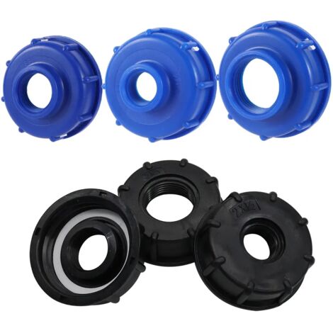 -3 Raccords durables pour réservoir IBC, bouchon universel à filetage grossier S60X6, filetage femelle 60 mm vers adaptateur pour robinet d'eau 1/2", 3/4" et 1". (1/5)
