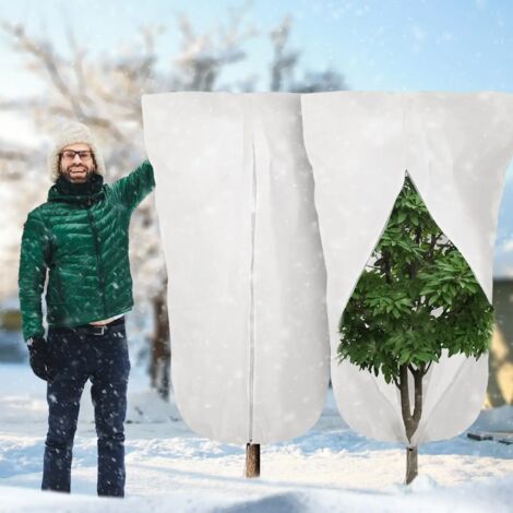 (Beige, 80 x 100 cm) Housse de protection hivernale chaude pour plantes, arbres et arbustes, protège du gel et des petites plantes de jardin. Idéale pour le jardin et les petits arbres. (1/5)