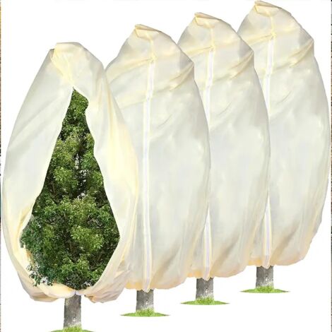 (Beige, 60 x 80 cm) Sac de protection pour plantes, réutilisable, pour jardin ou terrasse. Protection hivernale contre le gel, idéal pour les palmiers et autres plantes. Fermeture par cordon. (1/5)