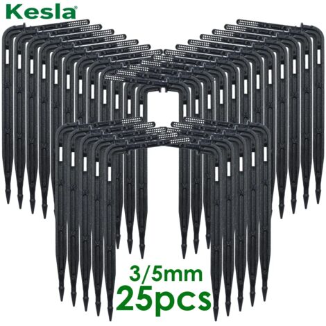 (KSL01-192-50PCS) Kit d'irrigation goutte à goutte KESLA avec goutteurs coudés et flèches, pour tuyau de 3/5 mm, idéal pour l'arrosage du jardin et des serres.