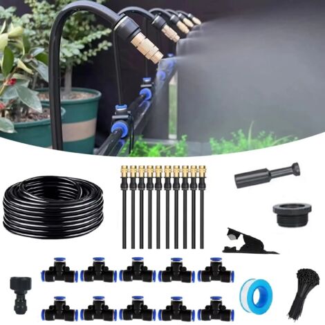 Kit de pulvérisation universel DIY (20 mètres) avec système d'irrigation automatique incurvé à 360° pour plantes de jardin (brumisation, arrosage).