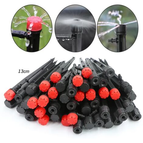 (30PCS-vortex) 30 arroseurs goutte-à-goutte pour jardin, piquet de 13 cm, orientables à 360°, pour tuyau de 4/7 mm, bonsaïs et plantes. (1/5)