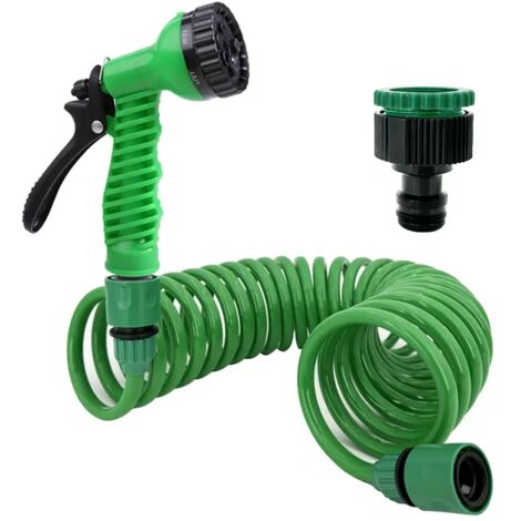 (Vert, 7,5 m) Tête d'arrosage pour tuyau d'irrigation de jardin avec buse à 7 fonctions, tuyau de nettoyage de voiture, outil de nettoyage de tuyau en plastique (1/5)