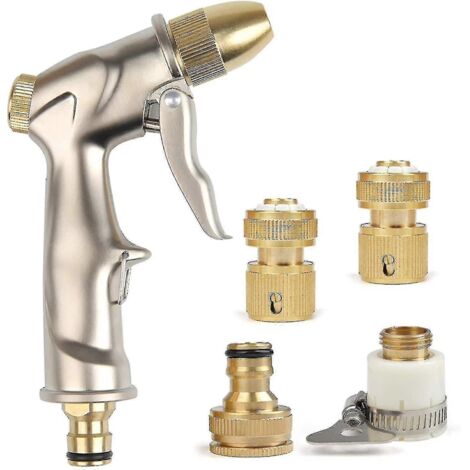 Garden Shower High Pressure Garden Spray Gun, Metal Garden Hand Shower Adjustabl (1/4)
