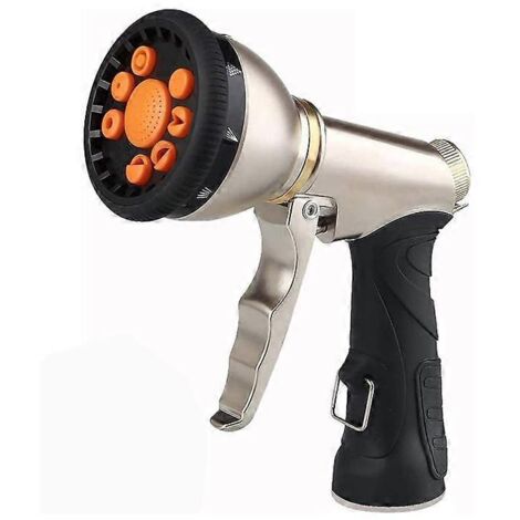 Zinc Alloy Garden Hose Sprayer Nozzle with 9 Spray Patterns, High Pressure Water Hose Nozzle Heavy Duty Hand Sprayer, Watering Plants and Lawn (1/3)