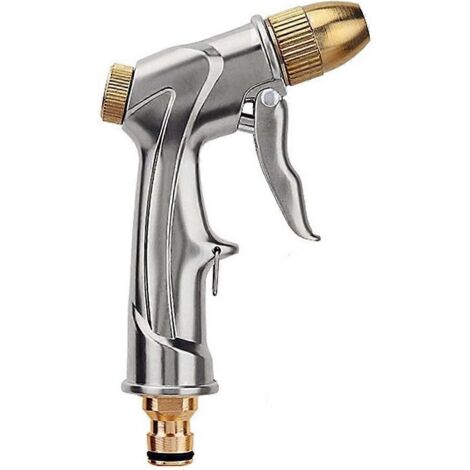 1PC Hose Spray Gun Garden Showers Hose Brass Nozzle Heavy Duty Metal Water Gun for Car Washing, Plant Watering, Deck, Pets Showering, Sidewalk Cleanin (1/5)