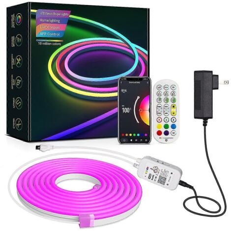 5m Led Neon Strip Light, Rgbic Smart Wifi Strip Light Sync Music Multicolor Waterproof Ip67 Compatible With Alexa And Google Assistant App Control Rem (1/5)