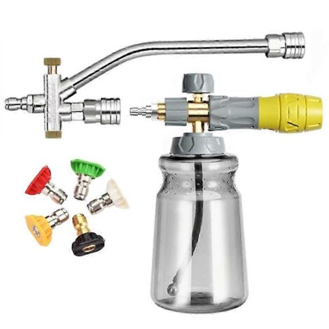 Foam-Cannon with 5 Sprayer Nozzles, Foam-Cannon Dual Connector Accessory,1/4 Inch Qu (1/4)