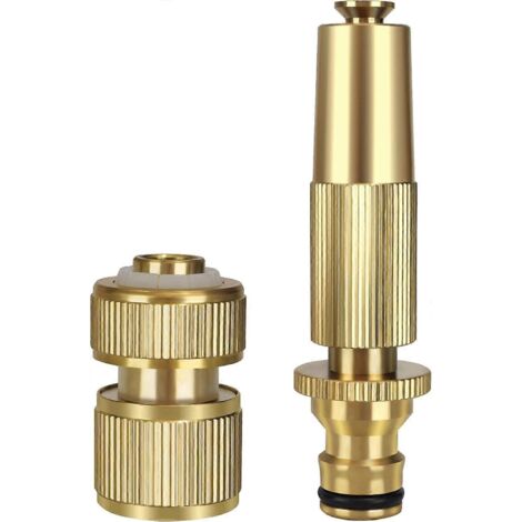 Garden shower, brass garden hose nozzle, high-pressure garden sprayer/high-pressure hose nozzle 100% metal adjustable water flow for garden irrigation (1/4)