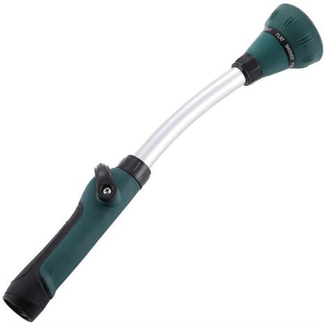 Watering Wand, 15" Garden Hose Nozzle Sprayer with 8 Adjustable Watering Patterns Rain Wand and Thumb Control Shut-Off Valve (Green) (1/5)