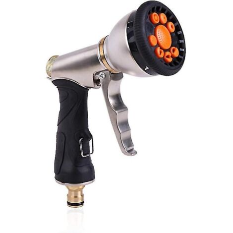 Metal Watering Gun, 9 Adjustable Patterns, Heavy Duty High Pressure Spray Nozzle Perfect for Car Cle (1/5)