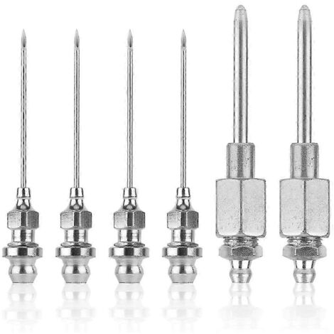 6pcs Steel Grease Needle Nozzle Kit, Grease Injector Dispenser Needle A (1/5)