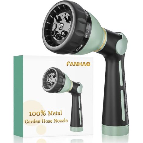 Garden Hose Nozzle Heavy Duty, 100% Metal Water Hose Nozzle Sprayer with 8 Spray (1/5)