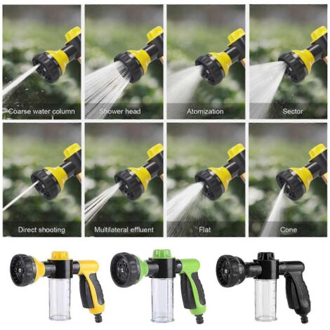 ABS Water Spray Nozzle Heavy Duty Spray Nozzle with 8 Adjustable Watering Patterns for Plants Lawn Washing Cars(Yellow) (1/4)