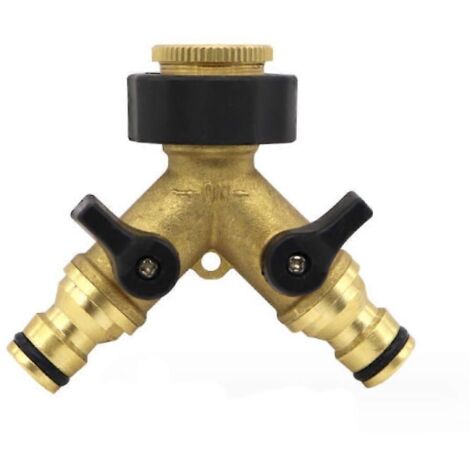 Heavy Duty Solid Brass Garden Hose Splitter, Comfort Grip Handles for Effortless Use, Leak-Free Connection Ensures Efficiency, Adjustable Flow (1/5)
