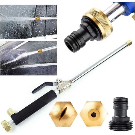 High-Pressure Water Nozzle Water Spray Gun with 2 Cleaning Nozzles Spray Nozzles Hose Fitting 46 Hydro Jet Power Garden Shower (1/4)