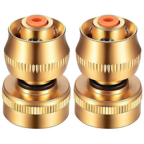 2 Pieces Solid Brass 3/4 Inch Garden Hose Jet Nozzle Quick Connectors Fittings No-leak Adjustable Twist Shot Watering Sprayer For Lawn Ground Car (1/5)