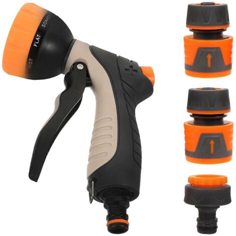 Garden Watering Nozzle Set For Outdoor Use And Car Washing In Orange Made Of Abs And Tpr With Adjustable Water Flow 1Set (1/5)