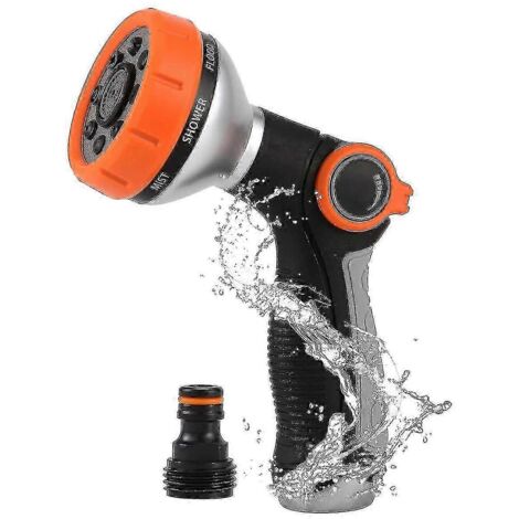 Garden Hose Nozzle with Thumb Control, 8 Adjustable Spray Patterns (1/5)