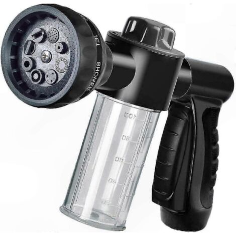 8-Mode Garden Foam Sprayer: Car Wash, Plant Watering & Pet Shower Soap Dispenser Gun (Black) (1/5)