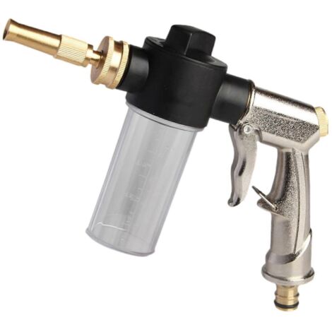 Garden Hose Nozzle Adjustable Spray with Plastic Soap Dispenser Bottle for Solar Panel Cleaning and Plant Watering Multicolor (1/4)